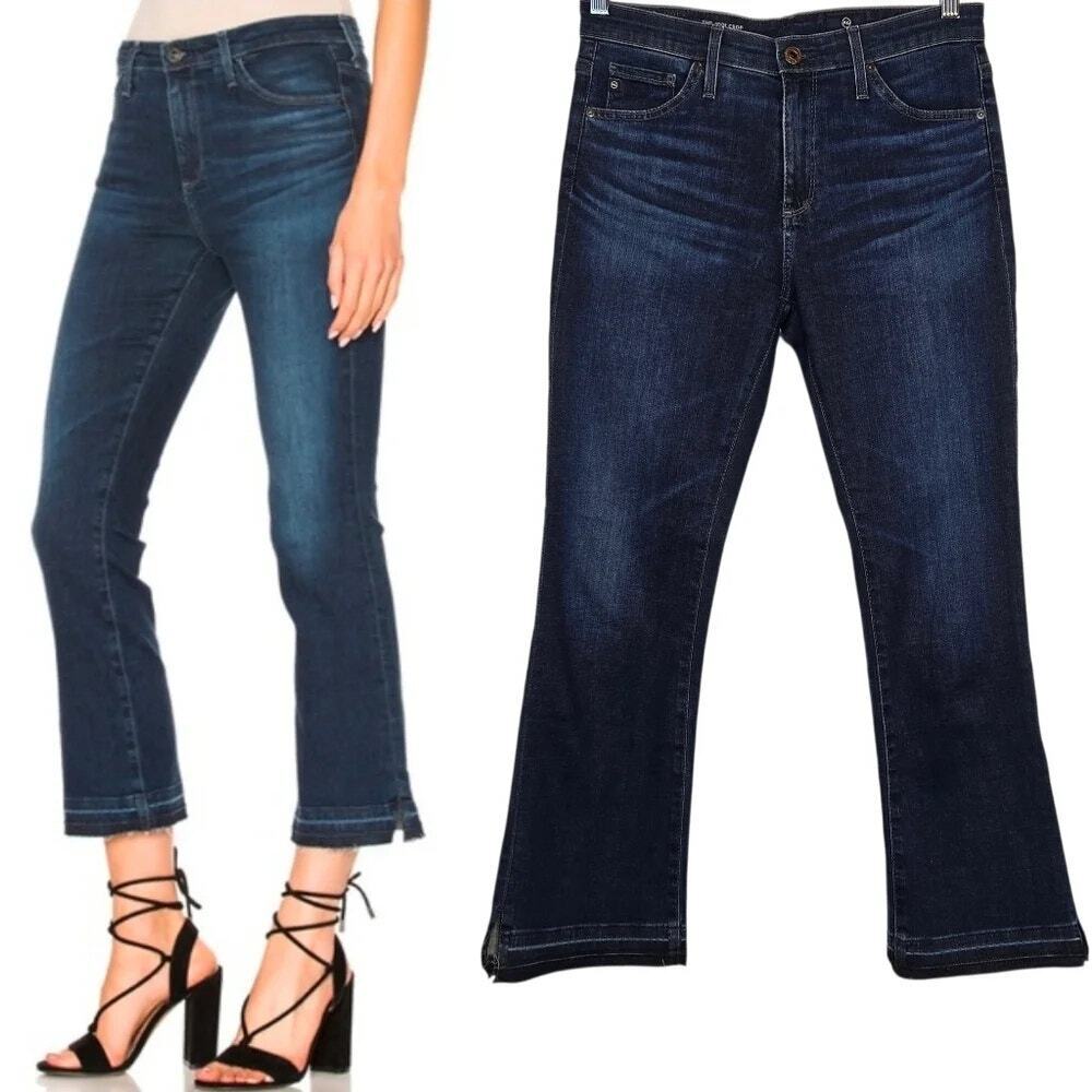 AGJEANS The Jodi Crop High Rise Slim Flare Crop - Dark Wash Size 29 NWT D0056 - Picture 3 of 3